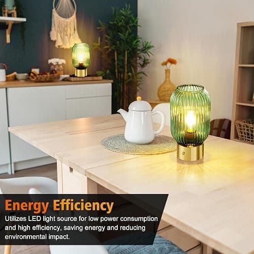 LEDIKON Cordless Table Lamp,Rechargeable & Touch Control,Vintage Mid Century Modern Style,3-Way Dimmable Battery Operated Gold Table Lamp for Dinner Table,Living Room,Bedroom,Restaurant,Bars thumbnail 5