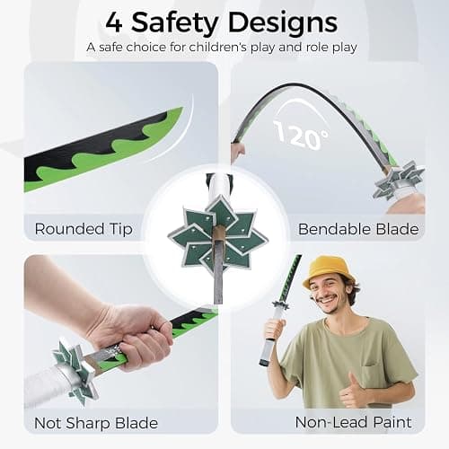 Cold Blade Demon Katana - 41 Inch Anime Replica with Belt and Stand - Durable Sword Perfect for Cosplay - Nichirin Sword with Authentic Design thumbnail 3