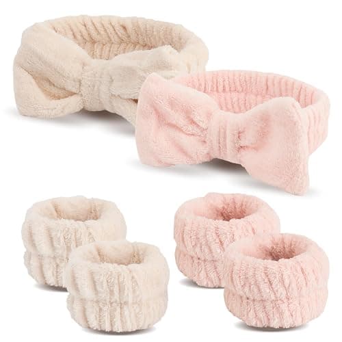 WSYUB Spa Headband and Wristband Set, Face Wash Headband, Makeup Skincare Headbands Wrist Bands for Washing Face,6pcs - Image 1
