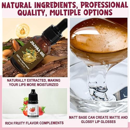 JCOOS Diy Lip Gloss Kit, Lip Gloss Making Kit, LipGloss Making Kit Make Your Own Lip Gloss Making Supplies, Shimmery LipGloss Base, Empty Tubes, Jojoba Oil, Women Teen Girl Gifts Trendy Stuff thumbnail 4