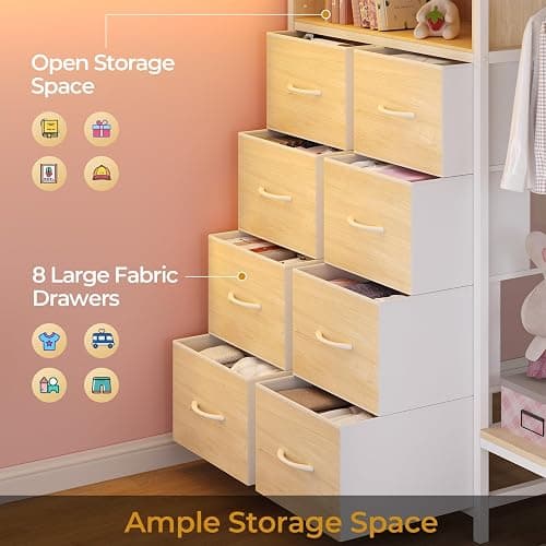 ADORNEVE Full Over Twin Bunk Bed with 8 Storage Drawers, Metal Loft Bed with Led Lights & Storage Shelves, Bunk Beds Twin over Full Size with 13.4" H Safety Guardrail & Ladder, for Kids & Teens, White thumbnail 4