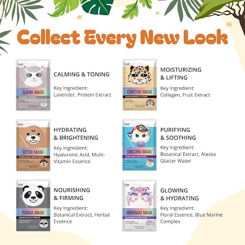 Epielle Character Face Mask Mystical Safari 6 Pack, Fun & Effective Korean Skin Care, Spa Party Favors, Stocking Stuffers, Birthday Gifts for Women, Thanksgiving Essentials thumbnail 5