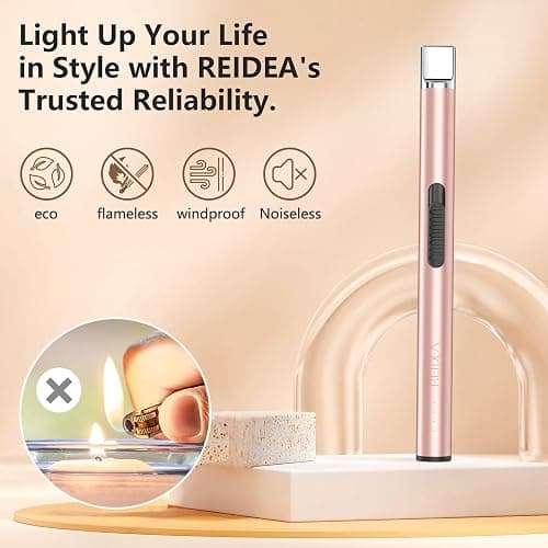 REIDEA Candle Lighter Long USB Rechargeable Arc Windproof Flameless with Safety Switch Buttom for Home Kitchen BBQ Camping Stove thumbnail 7