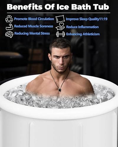 XL Ice Bath Tub for Athletes & Adults - 105 Gallons Ice Tub, Cold Plunge Tub with Cover, Ice Plunge Tub for Recovery & Cold Water Therapy, Inflatable Ice Bath Barrel for Indoor Outdoor- Grey thumbnail 3