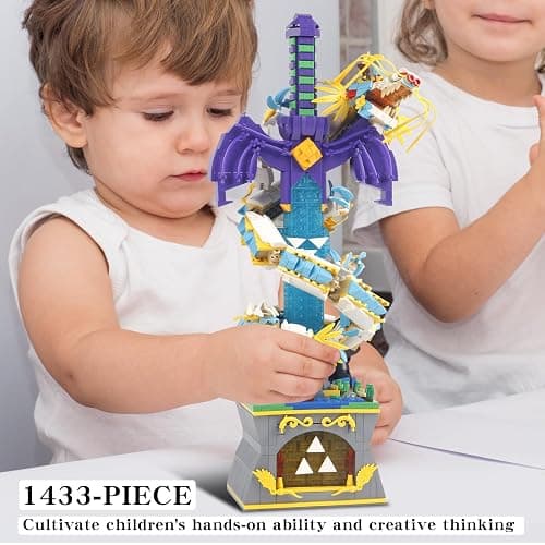SAMYBLOCKS 1433PCS The Master Dragon Swords Building Blocks Toys(Mini Bricks),A Unique Sword with Dragon Connection Base with Led Lighting,TOTK Decoration Display Gift for 14+ thumbnail 6