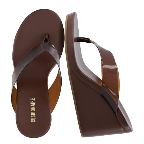 CUSHIONAIRE Bera Platform Thong Womens Sandals, Stylish Wedge Flip Flops for Women with Contoured Comfort Footbed - Image 1