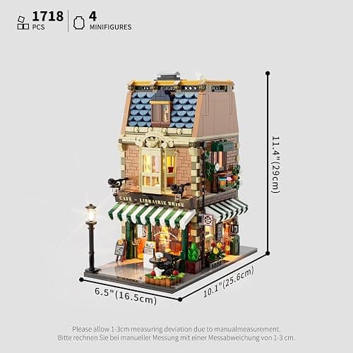 Funwhole Book-Cafe Lighting Building-Bricks Set - City Town Coffee House LED Light Modular Construction Building Model Sets 1718 Pcs for Adults and Teen thumbnail 2