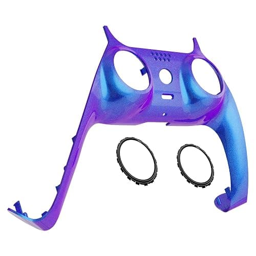 eXtremeRate Chameleon Purple Blue Glossy Decorative Trim Shell Compatible with p s 5 Controller, DIY Replacement Clip Shell, Custom Plates Cover Compatible with p s 5 Controller with Accent Rings - Image 1
