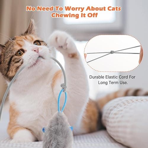 HAPPYCODE Interactive Cat Toy, Flapping Bird & Rotating Feather Teaser for Indoor Cats, Hanging Doorway Cat Toys with Fishing Pole for Exercise, Boredom Relief & Fun Games thumbnail 8