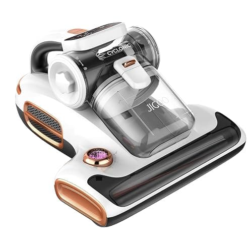 JIGOO Mattress Vacuum Cleaner with UV-C Light, 15Kpa Suction 700W Powerful Double-Cup Handheld Vacuums, Bed Cleaner with Smart Dust Sensor, Ultrasonic, Heating Tech, MIF Filter, T600, White - Image 1
