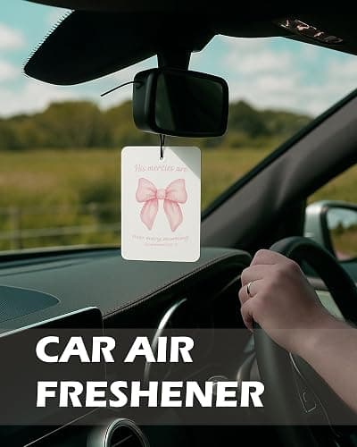 EKGJW Christian Preppy Pink Cologne Car Air Freshener 4 Pcs, Coquette Pink Bow Cherry Floral Bible Verse Hanging Air Freshener for Cars Bathroom Dorm Books Decor, Cute Accessories Gifts for Women thumbnail 4