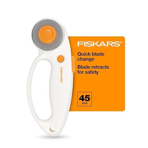Fiskars 45mm Loop Rotary Cutter for Fabric, Arts, Crafts, Sewing | Premium Steel Blade for Precise Cuts, Ergonomic Loop Handle Improves Control, Quick-Change Blade Design, Quilting Supplies - Image 1