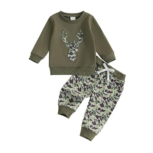 Baby Boy Camouflage Outfit Fall Clothes Long Sleeve Tops Jogger Pants Set - Image 1