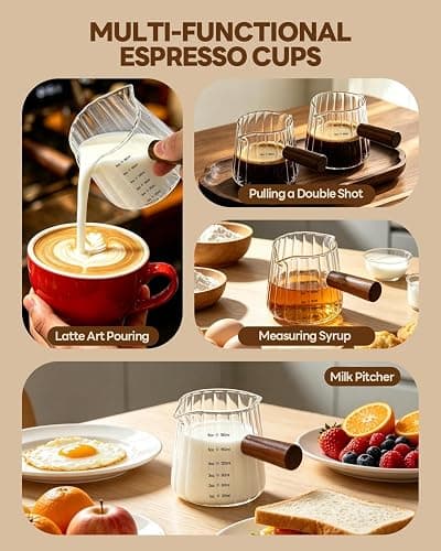 6 OZ Espresso Cups, Espresso Accessories, Espresso Shot Cups, 2 PCS | Double Spout Glass Measuring Cup, Coffee Bar Accessories, Double Espresso Cups for Coffee, Milk, Tea, Coffee Gifts for Women thumbnail 7