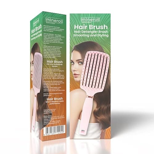 Mineroll Detangler Hair Brush – Soft Bristle Vent Brush for Wet & Dry Hair, Pain-Free Detangling for Curly, Wavy, Fine & Straight Hair, For Women, Men & Kids (Pink) thumbnail 3