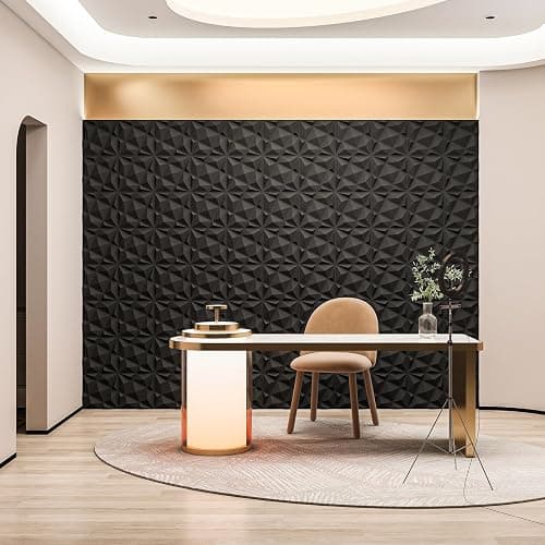 Art3dwallpanels 20 Pack 3D Wall Panels for Interior Wall Decor, 12''x12'' White Accent Diamond Panels for Gaming Room Bedroom TV Background, Black thumbnail 9