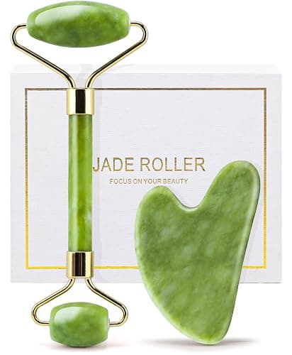 huefull Genuine Jade Roller & Gua Sha Set for Face, Cooling & Firming Effect, Sculpting Tool for Jawline & Skin Care, Self-Care Gift for Women & Men - Image 1