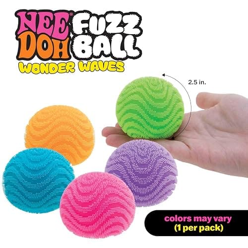 Schylling NeeDoh Fuzz Ball - Sensory Toy with a Velvet Texture and Soft Cloud Squish - Wavy Pattern You Can See and Feel - Ages 3 and Up - Color May Vary; One Per Pack (Wonder Waves) thumbnail 5