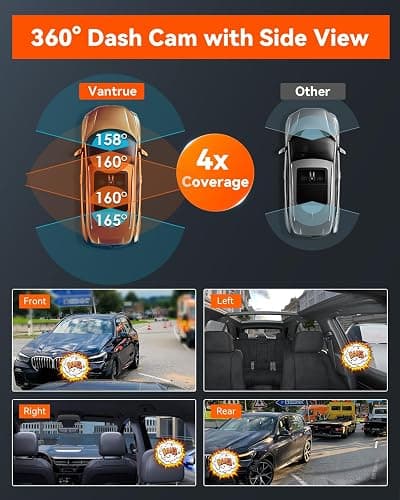 Vantrue N5 4 Channel WiFi 360° All Sides Dash Cam, STARVIS 2, IR Night Vision, 2.7K+1080P*3 Front Rear Inside Dashcam, Voice Control, GPS, 24 Hours Buffered Parking Mode Dash Camera, 512GB Max (N5) thumbnail 4