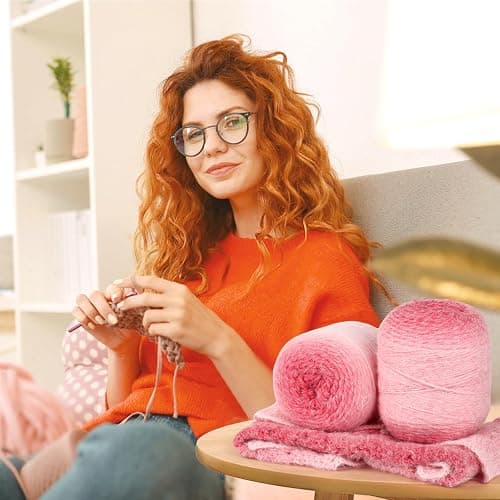 Katech Ombre Yarn for Crocheting-Large Skein of Gradient Yarn Cake-2 Pack of 200g/7.05 oz-80% Acrylic,20% Nylon- #4 Medium-Perfect for Star Blankets, Scarves, Shawls and Garments (C) thumbnail 2