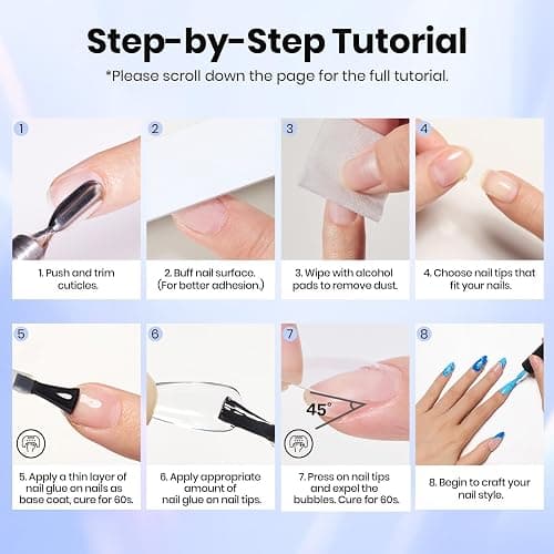 Beetles 2Pcs 15ml Gel Nail Glue for Acrylic Nail Tips, UV Nail Glue | for Clear Press-On Nails, Clear Self-Leveling Nail Extension Gel, Low-Odor Formula, Long-Lasting Wear for DIY & Salon Use thumbnail 5
