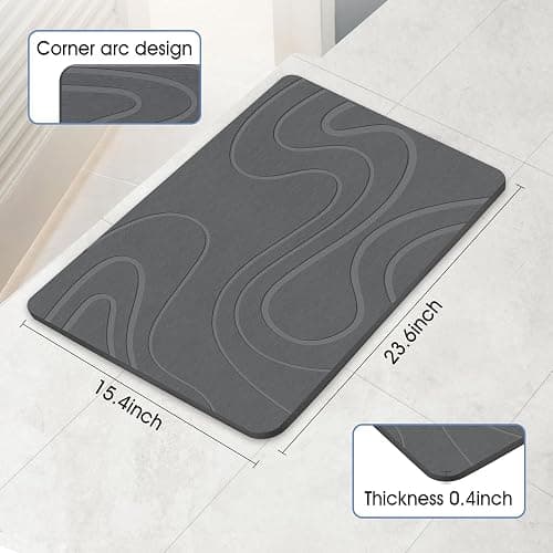 Veeloim Stone Bath Mat Diatomaceous Earth Shower Mat Non-Slip Super Absorbent Diatomite Stone Bath Mats for Bathroom Floor Quick Drying Natural Easy to Clean | Fast Drying, Super Absorbent, Non-Slip Design, Easy to Clean, Durable Diatomaceous Earth thumbnail 2