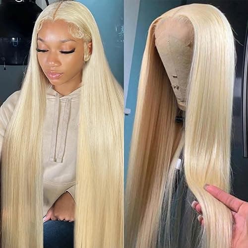 BZN 613 13x6 Lace Front Wig Human Hair 13x6 28 Inch 200 Density 613 Lace Frontal Wig Blonde Wig Human Hair Straight 613 HD Lace Frontal Wig Pre Plucked With Baby Hair thumbnail 2