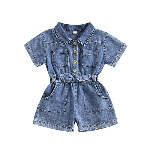 Ledy Champswiin Summer Toddler Girl Jumpsuit Shorts Little Girl Overalls Clothes Baby Jean Romper Jumpsuit One Piece Outfit - Image 1