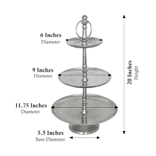 Rely+ Dessert Cupcake Stand 3-Tiered Serving Tray 20" Tall 3 Tier Fruits and Cup Cake Stand for Tea Party Birthday Holiday Gatherings Weddings Baby Showers Silver Finish Sturdy Design thumbnail 3