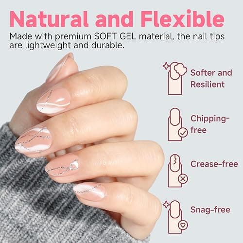 UNA GELLA Extra Short Almond Nail Tips 12 Sizes Short Almond Gel Nail Tips 120Pcs Soft Gel Clear Full Cover Nails Tips Acrylic False Nails Press On Nails for Extensions DIY Salon thumbnail 4
