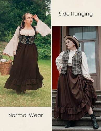 Scarlet Darkness Maxi Skirts for Women Renaissance Skirt Long Flowy Layered Medieval Skirt thumbnail 2