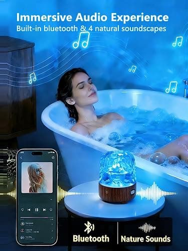 Spa-Like Shower Lamp, Bluetooth Speaker Waterproof Lamp, Rechargeable Lumena Lamp with Remote & Touch Control, 16 Colors Ocean Wave Projector Light with White Noise for Shower, Bathroom, Bathtub thumbnail 3