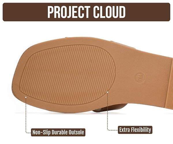 Project Cloud 100% Genuine Leather Sandals Women Flats For Women (Jannel) | Sandals for Women Fashion Flat Womens Sandals with Memory Foam Insole Slides Sandals Women Footwear Mules Women's Sandals thumbnail 4