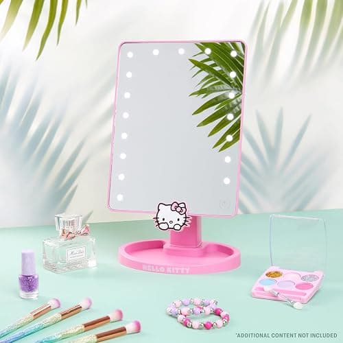 Get Trend Hello Kitty Sanrio Vanity Mirror for Girls Teens Women with Compact LED Table Mirror Touch Screen Lighting Trinket Tray Girls Make Up Accessories thumbnail 2