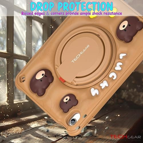 TECHGEAR BubblyToons Teddy Bear Case for iPad 11" A16 (11th Gen 2025) & 10.9" (10th Gen 2022) - Rugged Child-Safe Fun Case, Built-in Stand, Rotating Hand Grip & Soft Durable Shell for Kids & Classes thumbnail 7