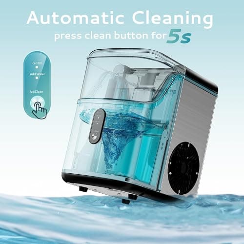 EUHOMY Nugget Ice Makers for Countertop with Ice Scoop & Basket, Self-Cleaning Sonic Pebble/Pellet Ice Maker Machine with 35lbs/24H Soft Ice for Home/Kitchen/Office, Stainless Steel, Silver thumbnail 7