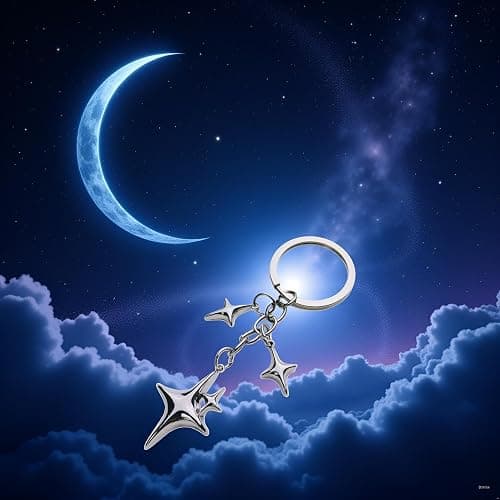 1Pc Silver Cute Star Moon KeychainStainless Steel Key Ring Purse Handbag Backpack Bag Charms Car Holder Convenient to Carry Decoration Small in Size,Keyrings Aesthetic Accessories thumbnail 5