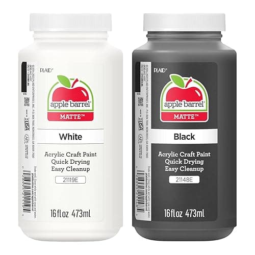 Apple Barrel PROMOABWB Acrylic Paint Set Featuring 2 16 fl oz Apple Barrel White Acrylic Paint and Black Acrylic Paint Colors - Image 1