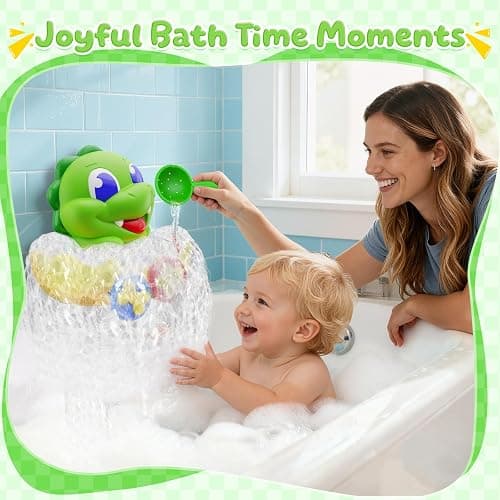 Dinosaur Baby Bath Toys for 1 2 3 Year Old Boys, Dino Bath Bubble Machine with Rainbow Lights & Water Scoop,Fun Toddler Toys Baby Shower Bathtub Toys Christmas Birthday Gifts for Boys Age 1-3 Year Old thumbnail 6