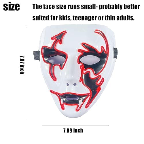 Sucaicuo Halloween Mask Purge Masks - LED Glowing Scary Light-Up Face Costume Cosplay, Purge Costumes for Women Men thumbnail 2