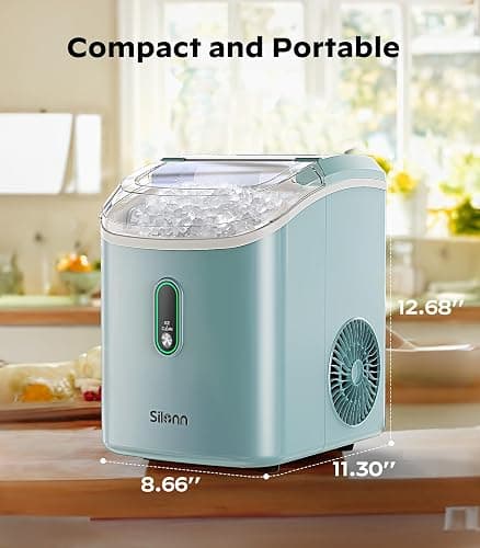 Silonn Nugget Ice Maker Countertop, Pellet Ice Machine with Self-Cleaning Function, Sonic Ice Maker Produces 33lbs of Chewable Ice in 24 Hours, Ideal for Home Kitchen and Office (Green) thumbnail 2