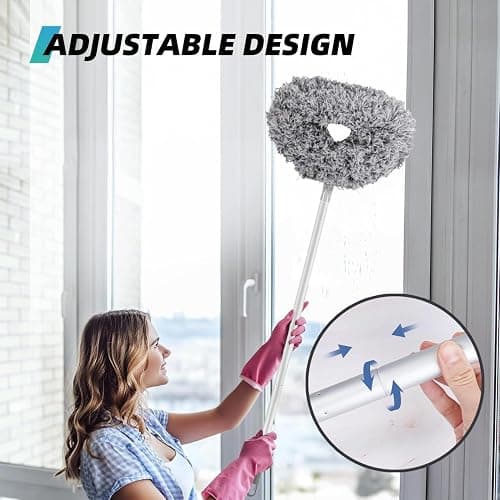 DRQ Ceiling Fan Cleaner Duster, Reusable Microfiber Duster with Extension Pole, 13 to 48 Inch Fan Blade Cleaner, Removable Dusters for Cleaning Walls Bookshelves Door Window Top (Grey) thumbnail 4