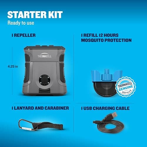 Thermacell Mosquito Repellent Rechargeable Adventure EX-Series EX90; Patio Shield with 9-Hour Battery, Includes 12-Hour Refill, Rubber Armor & Carabiner; Scent Free Bug Spray Alternative thumbnail 7