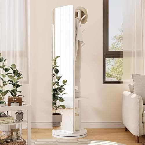 AnywaysWood 70"x19"Full Length Mirror with Stand,Coat Rack with Mirror,Solid Wood Floor Mirror,Swivel Mirrorfor Bedroom, Living Room, Cloakroom thumbnail 9