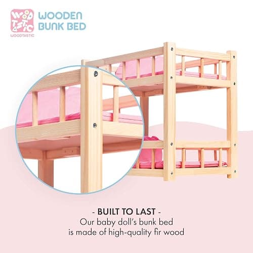 Wooden Doll Bunk Bed For Up To 14" Dolls - Great gift, perfect doll accessory thumbnail 8