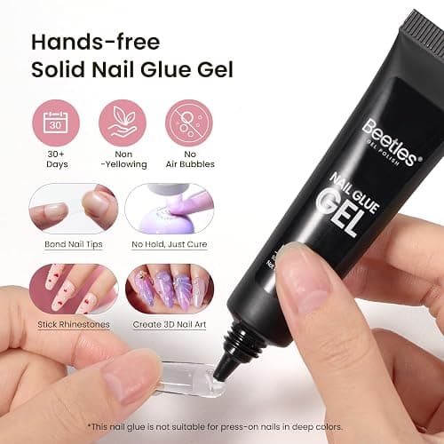 Beetles Gel Nail Kit Medium Square with Nail Dehydrator and Primer, 576Pcs Half Matte Etch-X Gel Nail Tips Solid Nail Glue Mini Nail Lamp Acrylic Nail Tips Easy DIY Nail Extension Set Gift for Women thumbnail 5