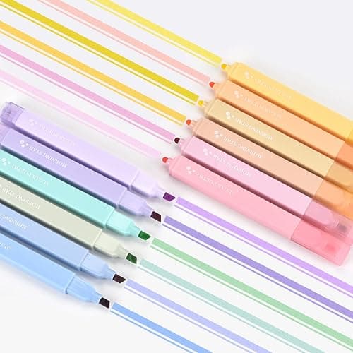 Dacono Dual Tips Highlighters, 12 Pcs Aesthetic Highlighter Assorted Colors Pastel Set, No Bleed Square Highlighters Marker Pens for Journal Planner Notes School Office Supplies thumbnail 4