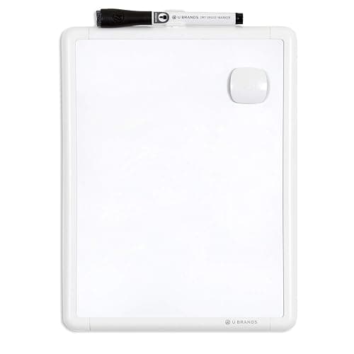U Brands Contempo Magnetic Small Whiteboard, 8.5” x 11”, White Modern Frame, Mini White Board for Students, Fridge and Locker Dry Erase Board, Includes Marker & Magnet - Image 1