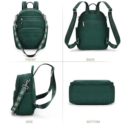 SYTRAH Small Backpack Purse for Women, Mini Backpack Vegan Leather with RFID Blocking & Tablet Pocket, Cute Shoulder Handbag for Travel, School & Work Green thumbnail 8