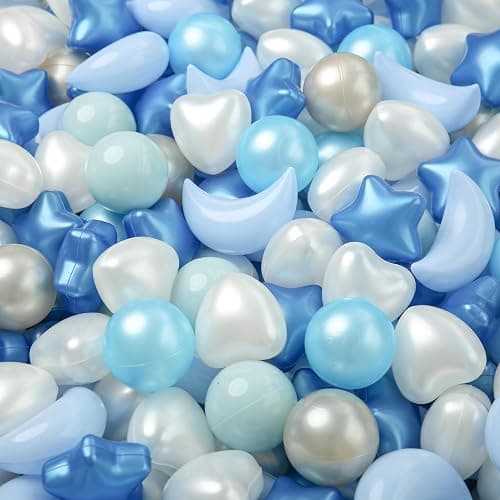 TRENDPLAY Star Ball Pit Balls Set: Vibrant Mix of Shapes - 50 100 200 500 Mix Stars Moon Shapes for Kids, Perfect for Parties, Playtime - Image 1